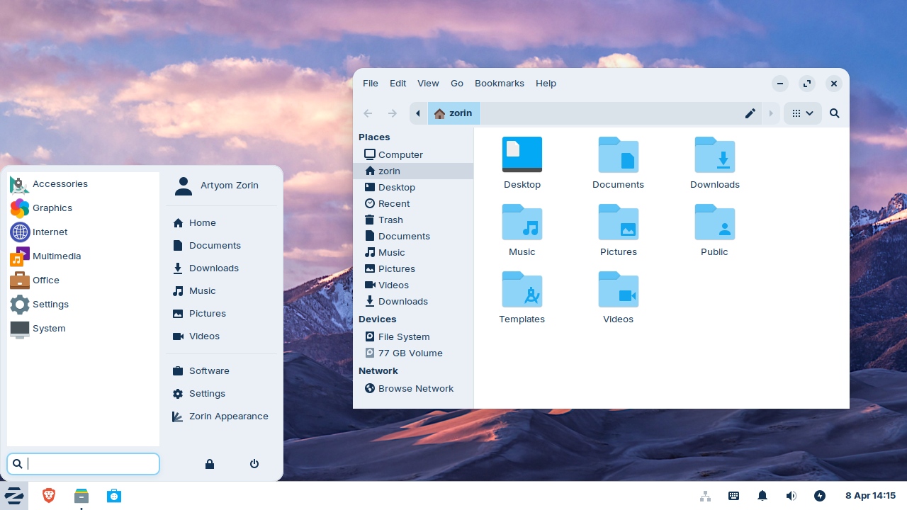 Zorin OS 18.1 Lite desktop