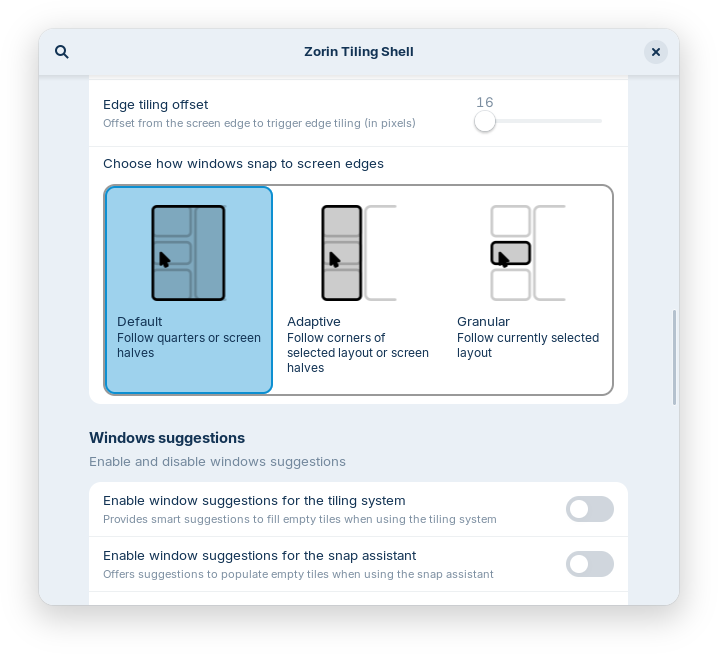 Enhanced edge tiling options